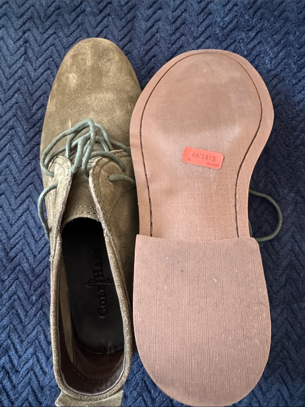 NWT, Cole Haan Men's Suede Lace-Up Chukka Boots - Olive Green, 9M!